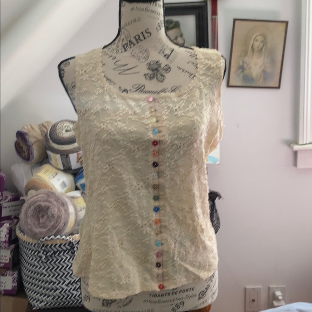 Lace blouse with rainbow buttons, size 1x *FINAL*